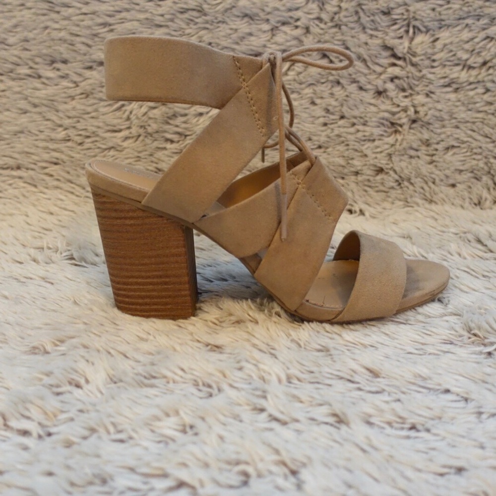 Tan Heeled Gladiator Style Sandals